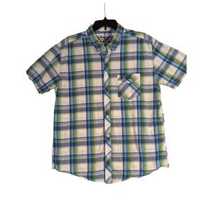 Aeropostale Plaid Short Sleeve Button-Down Shirt L Blue/Green Size L